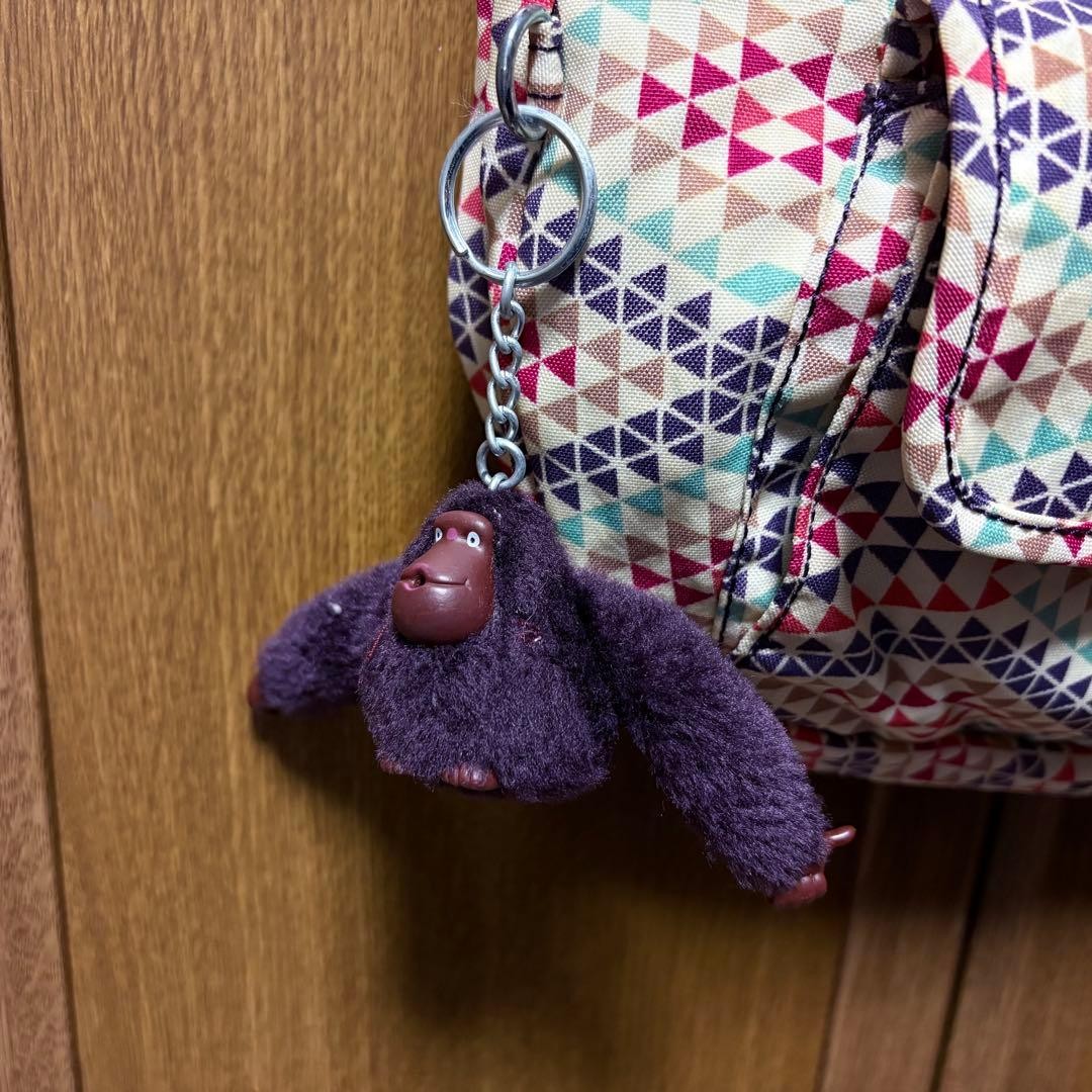 Kipling Shoulder Bag Triangular Pattern Red Pink … - image 3