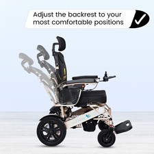 Fold And Travel Auto Recline Lightweight Foldable Electric Power Wheelchair