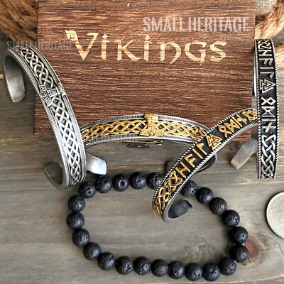 Stainless Steel Viking Cuff Norse Bracelets Celtic Bangle Viking Gift Box Odin