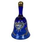Murano Bell 5 3/4" Cobalt Blue Glass 24KT Gold Hand-Painted Italy Pristine