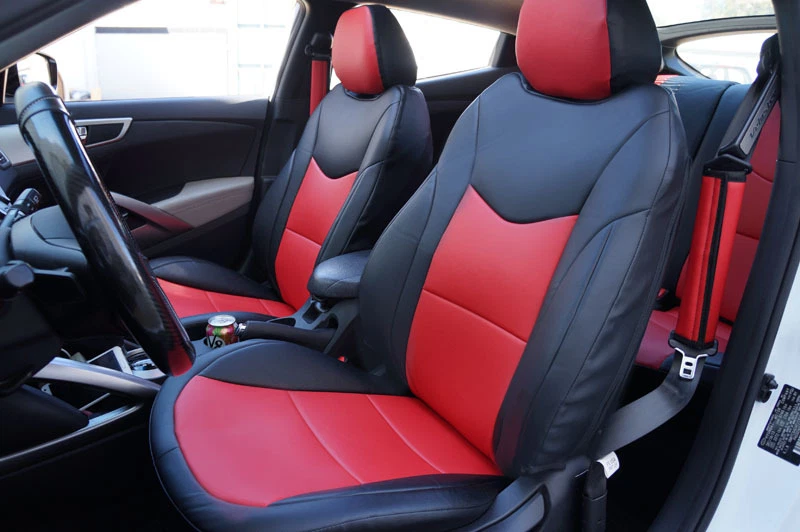 FOR HYUNDAI GENESIS COUPE 2010-2016 IGGEE S.LEATHER CUSTOM 2 FRONT SEAT COVERS - Image 2 of 4