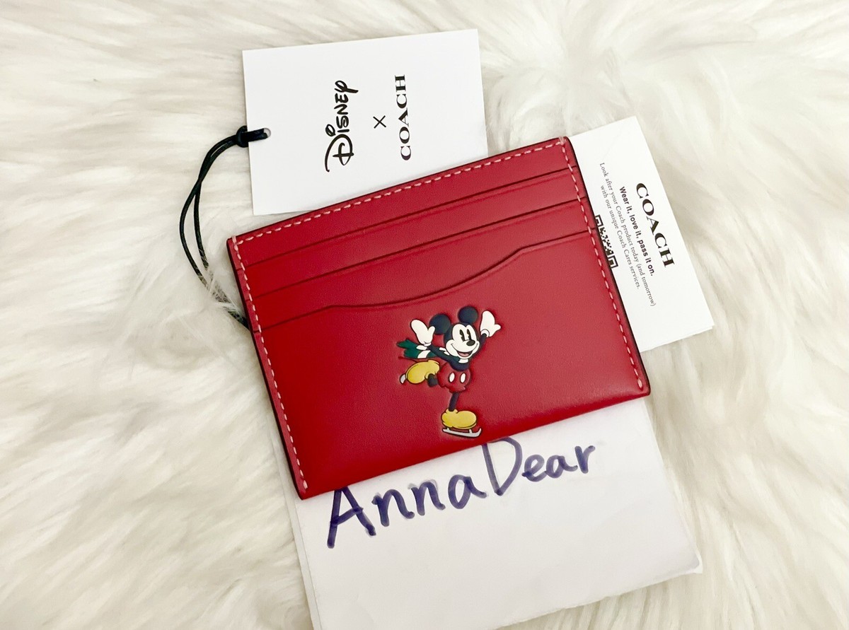 NWT Coach CM209 Disney X Coach Slim Id Card Case With Winter