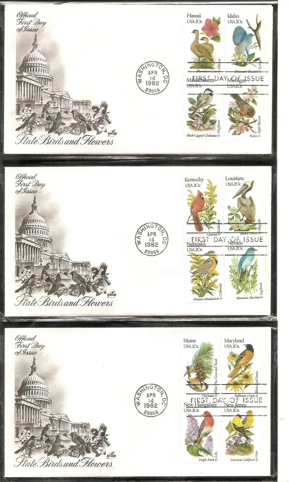 US SC # 1953-2002 State Birds And Flowers FDC. Set on 12 Covers. Artcraft Cachet - Image 2 of 4