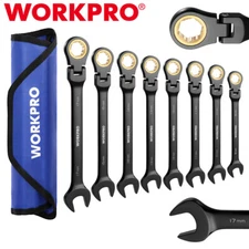WORKPRO 8PC Ratcheting Combination Wrench Set Flex-Head Wrench Set Metric 8-17mm