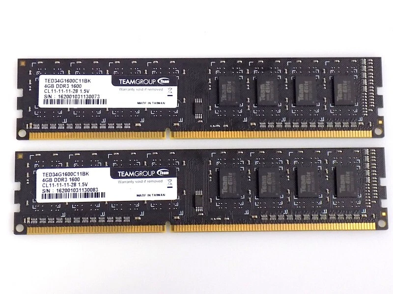 8GB (2x4GB) Teamgroup TED34G1600C11BK DDR3-1600Mhz PC3-12800 CL11 1.5V RAM - Bild 1 von 1