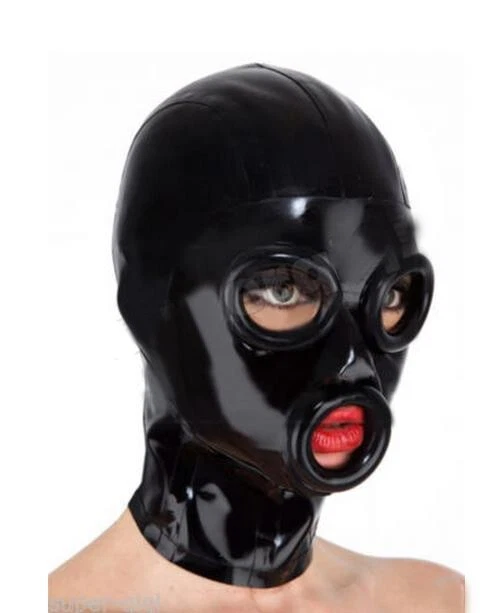 Latex gummi mask roll eyes roll mouth back zip 0.4mm custom made