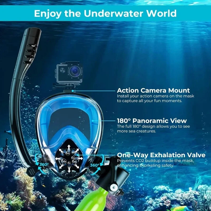 0.5L Scuba Tank & Snorkel Mask Combo – Portable Lung Tank Diving Oxygen Cylinder - Image 4 of 4