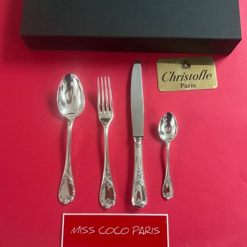 SET MENAGERE 24 P CHRISTOFLE MARLY TRÈS BEL ÉTAT MÉTAL ARGENTÉ COFFRET