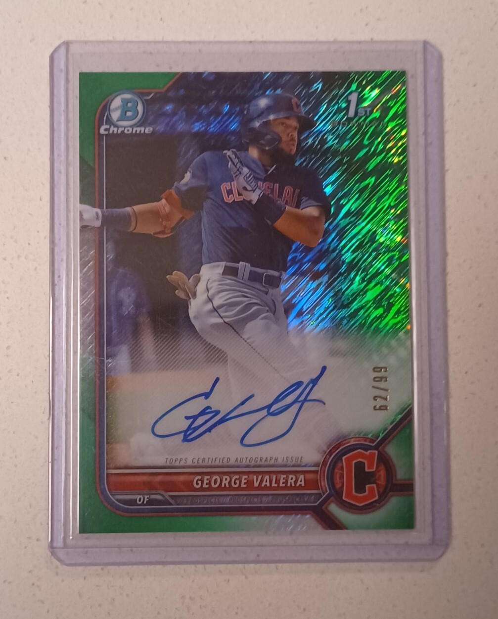 2022 Bowman Chrome George Valera 1st Bowman AUTO Green Shimmer #/99 #CPA-GV