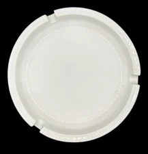 Ashtray Cigarette Smoking Round Dish White Gold Trim Made in China Small A