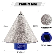 50mm Diamond Cone Bit Milling Chamfer Beveling Bit Hole Saw Tile Ceramic Marble