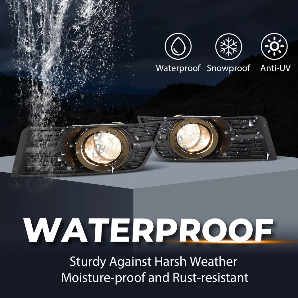 KUAFU Pair Fog Lights w/Bumper Lamp Bezel Cover For Cadillac SRX 2010-2016 LH&RH - Image 3 of 4