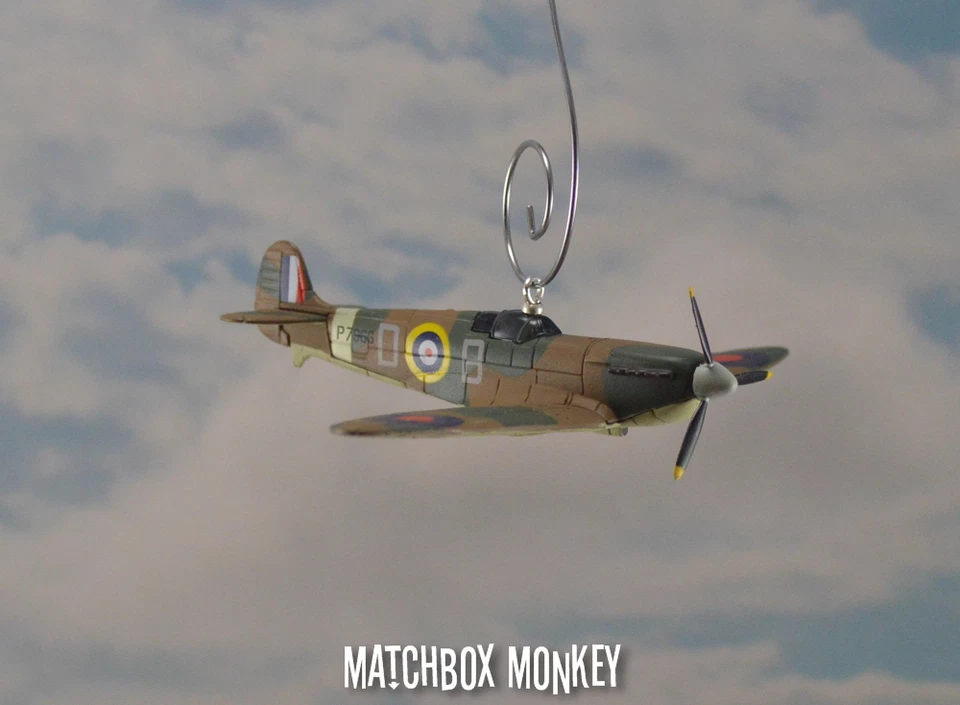 Douglas Bader RAF Supermarine Spitfire WWII Christmas Ornament Airplane Mk.IIa - Image 3 of 4