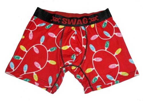 SWAG Christmas Strings Lights Bulbs Satin Band Red Pouch Front Boxers Men's NWOT - Picture 1 of 1