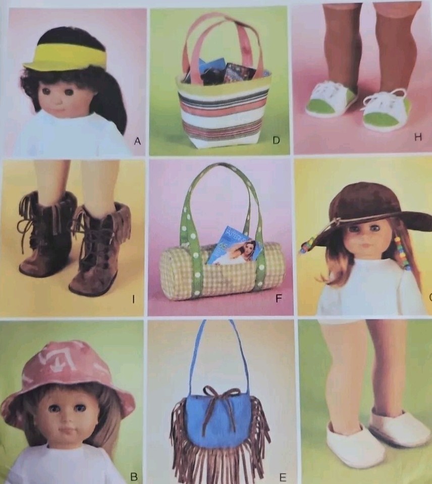 McCall's Pattern 4125 Doll Accessories for 18" Dolls Hats, Bags & Shoes Uncut eBay