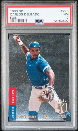 1993 SP FOIL 275 CARLOS DELGADO ROOKIE CARD RC TORONTO BLUE JAYS PSA 7 