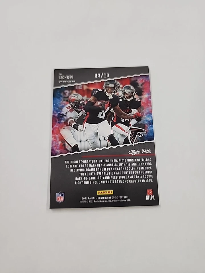 2021 Panini Contenders Optic Gold Prizm Kyle Pitts RC Up Coming 3/10 {ZB} - Image 4 of 4