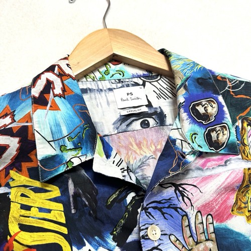 Paul Smith PS Sz M Medium Mens Pulp Print Short Sleeve Shirt Casual Fit Organic - Picture 6 of 9