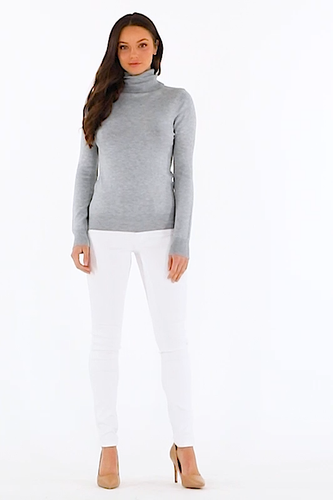 YEMAK Damen klassischer Langarm Rollkragen Pullover Sweater MK3349 (S-L) - Video 1 von 1