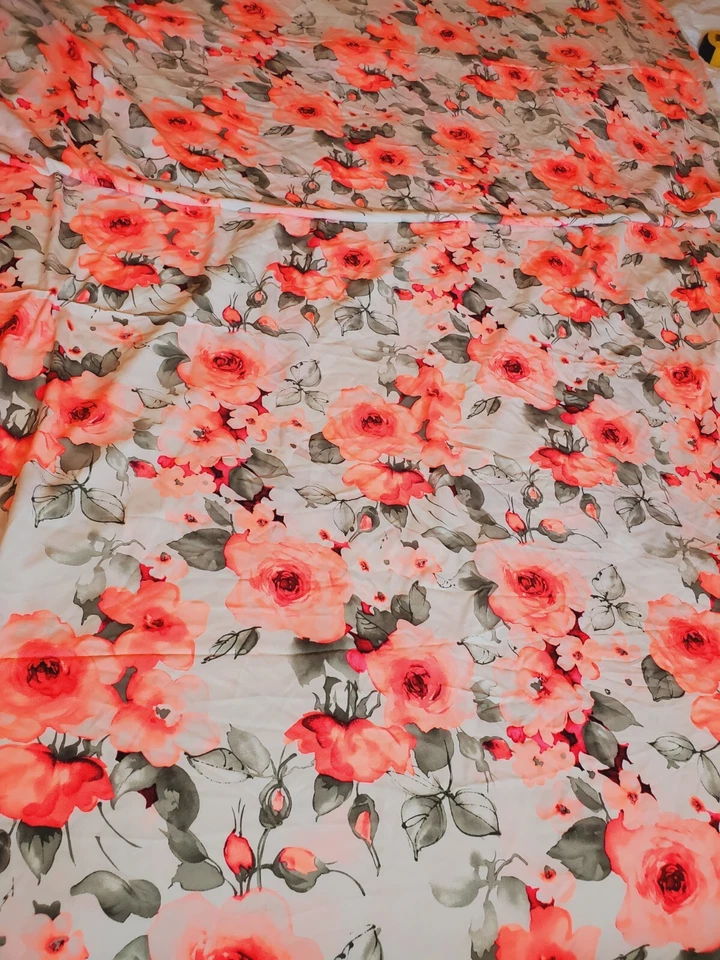 Vtg FABRIC NEON Floral/Hot Pink 58×129" Satin Feel Stunning! - Image 4 of 4