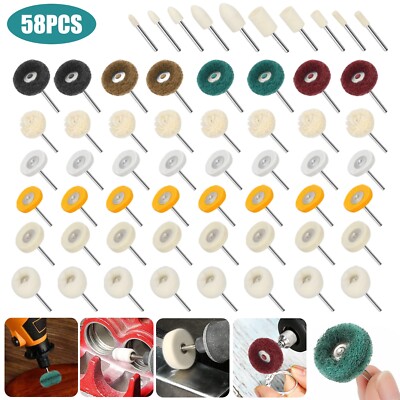 58x Abrasive Polishing Buffing Wheel Grinding Brushes Rotary Tool Kit for Dremel