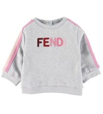 NWT NEW Fendi Baby girls grey logo print sweatshirt 3m