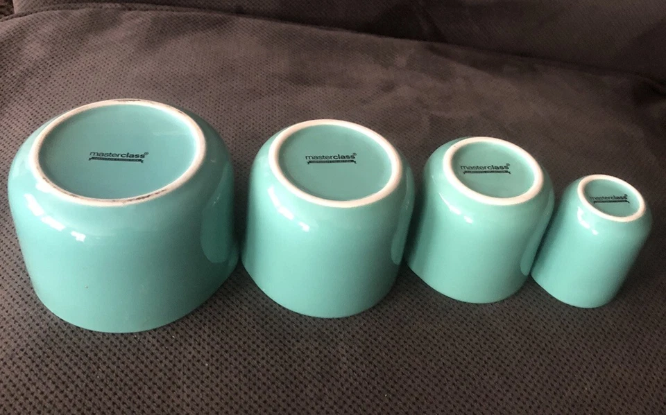 Masterclass Juego De 4 Tazas Medidoras Apilables Cerámica Búho Verde Turquesa Cocina Foto 3 de 4