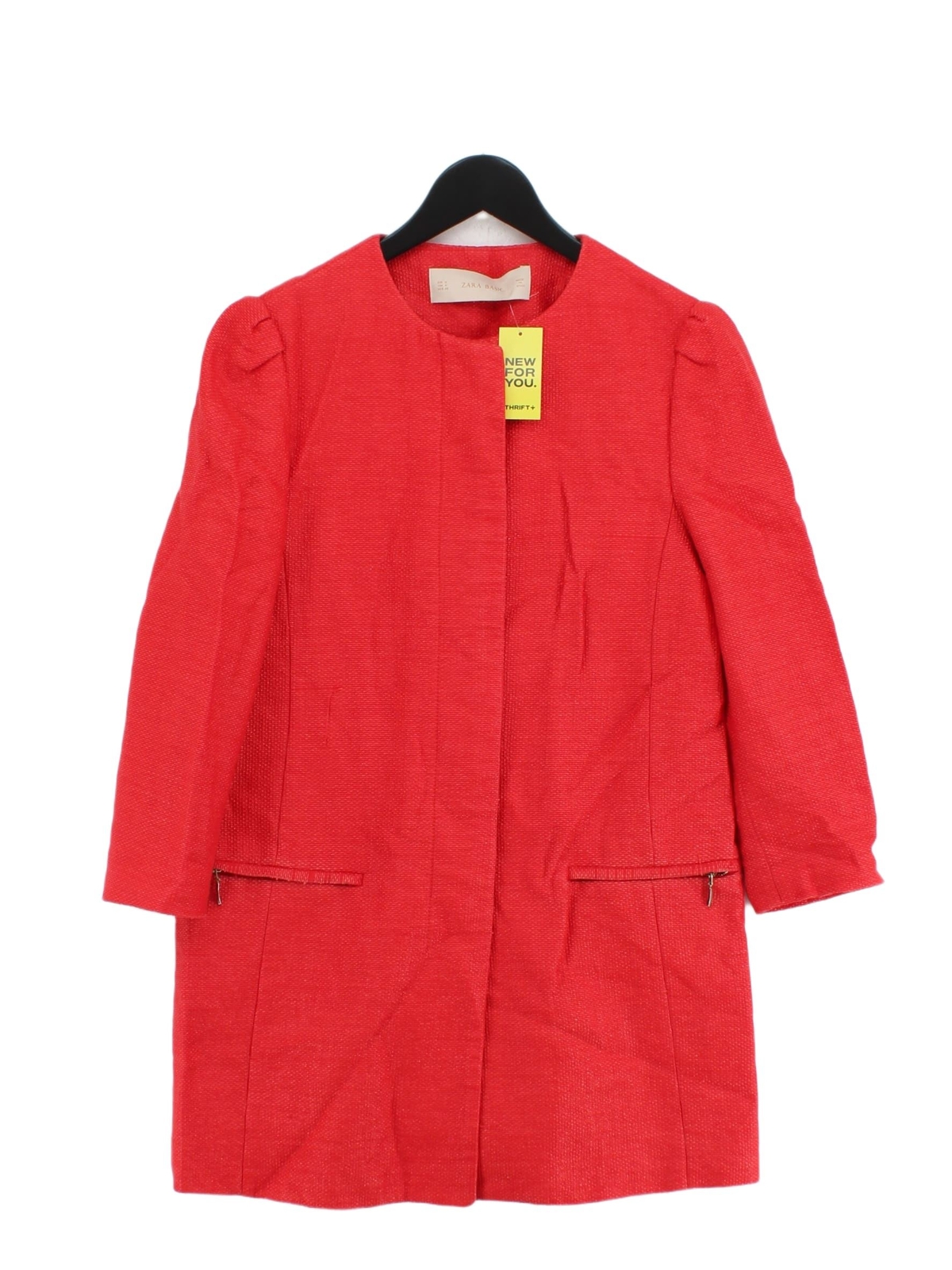 Zara Women's Jacket M Red Cotton with Other Polyamide Viscose Overcoat