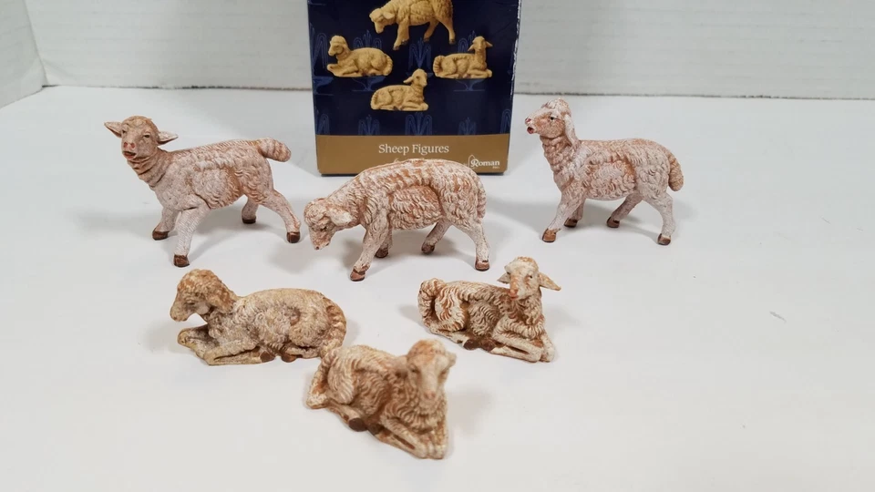 Juego de 6 figuras de belén de ovejas romanas Fontanini con caja 55016 escala 3,5" Foto 4 de 4