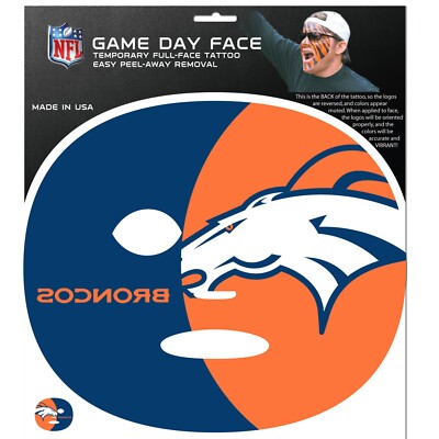 Denver Broncos Game Day Face Temporary Tattoo  (NFL Football)