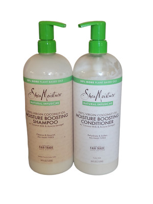Shea Moisture 100% Virgin Coconut Oil Boosting Shampoo & Conditioner 34 oz Duo