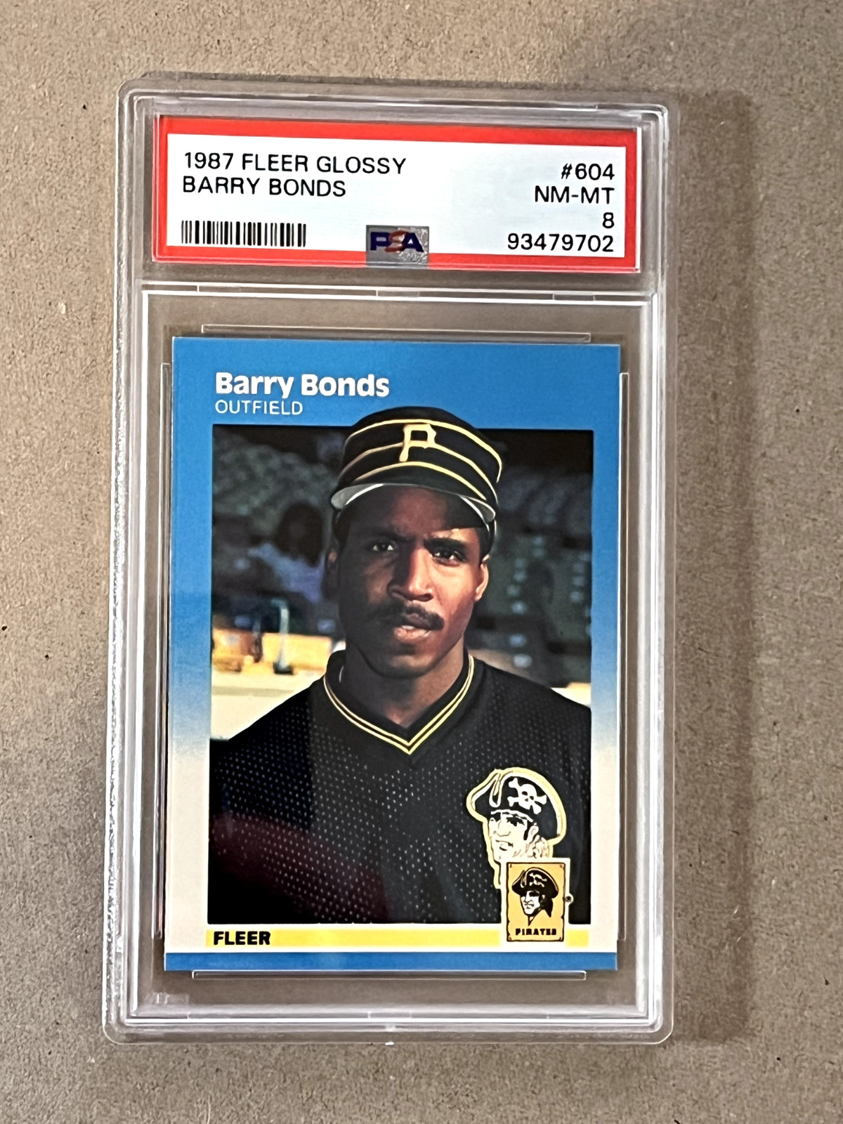 1987 Fleer Glossy #604 Barry Bonds  Rookie Pittsburgh Pirates PSA 8  NM-MT