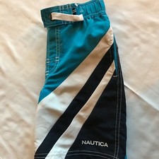 NAUTICA Kids Boys Size 5 Med Blue Swim Trunks Shorts 50 UPF  NEW