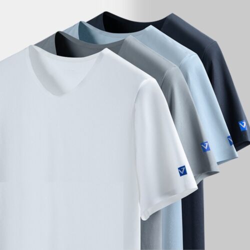 Men's Summer Short Sleeve T-shirt Seamless Undershirt Sweat-absorbent Versatile - Picture 1 of 16