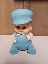 Adorable 1968 IWAI Cutie Korea Baby Blue Boy Squeak Toy