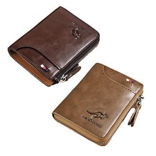 Mens RFID Blocking Leather Wallet Credit Card ID Holder Zipper Purse Waterproof