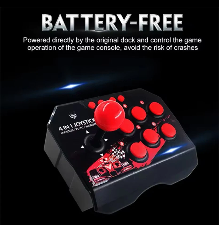 4 in 1 Retro Arcade Game Joystick Controller USB Wired for PS3/Switch/PC/Android - Image 3 of 4