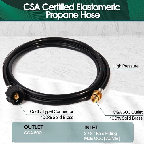8FT Propane Tank Adapter 1-20lb Converter, Propane Converter Hose for QCC1/Type1 - Picture 2 of 8