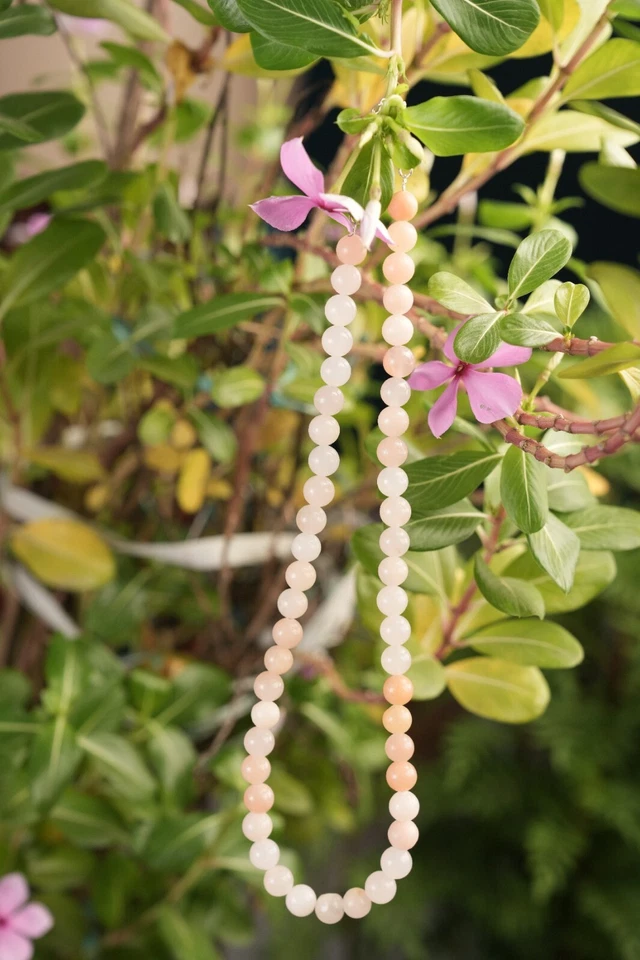 Natürliche Pfirsich Aventurin 8 Mm Runde Glatte Verstellbare Perlenkette 18" - Bild 4 von 4