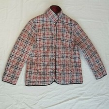 Women's Barbara Lebek Jacket Burgundy Check Lightly Quilted Coat Reversible L