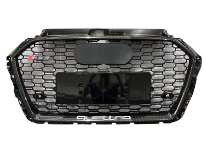 Carbon Fiber Style Frame Honeycomb Grill For Audi A3 S3 2017-19 RS3 Style Grille