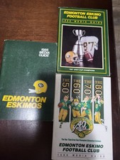 Edmonton Eskimos CFL Set of  3 Media Guides 1981,85,88,89 1987 With Autographs