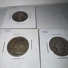 1934, 1935 & 1936 Silver Washington Quarters