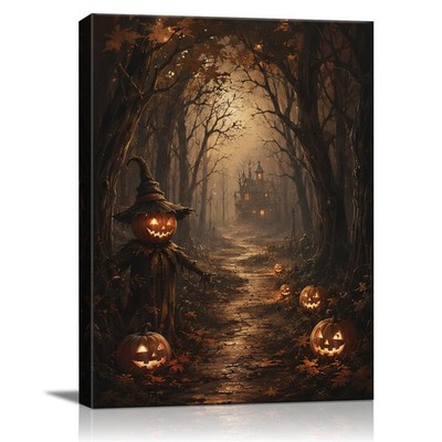 Halloween Wall Art, Pumpkin Scarecrow and Haunted Forest Halloween Pictures