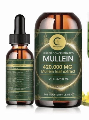 Mullein Drops for Lungs 420000mg Leaf Extract Tincture Lung Cleanse 2oz
