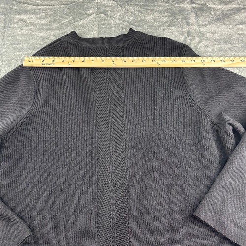 J Jill Sweater Women’s 2X Cardigan Waffle Knit Minimalist Long Academia Black - Afbeelding 13 van 13