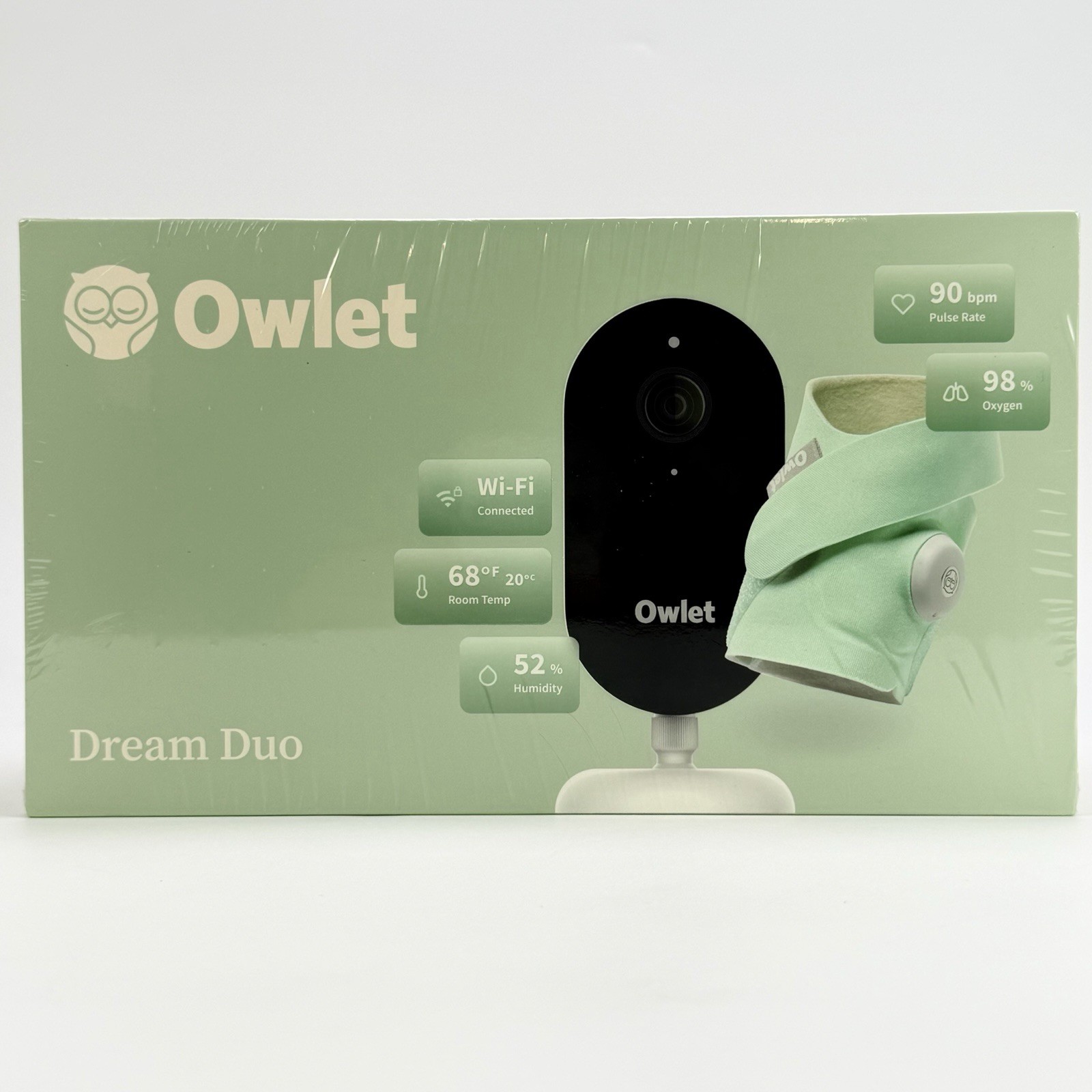 Owlet Dream Duo Gen 3 Smart WiFi Baby Monitor Sock 2K HD Camera Room Temp Pulse