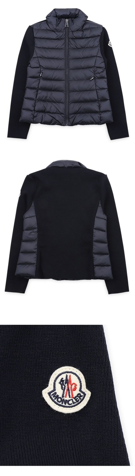 Moncler Logo Patch Mix Padded Zip Jacket 152100402 thumbnail 3