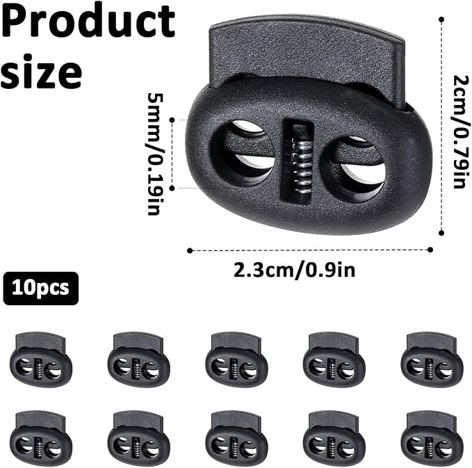 10Pcs Shoe Lace Tie Locks, Plastic Elastic Cord Locks for Drawstrings