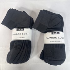 BAMBOO COOL Men's Athletic Ankle Socks Moisture Wicking Breathable Mesh 8 Pack M